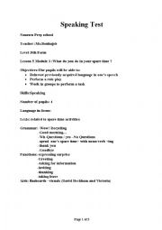 English Worksheet: 8th form speaking test