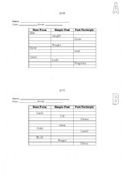 English Worksheet: Quiz Irregular Verbs