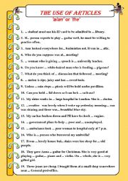 English Worksheet: The use of articles