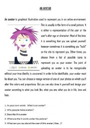 English Worksheet: Physical description: an avatar