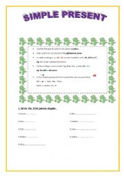 English Worksheet: Simple Present: Theory and Practice