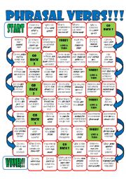 English Worksheet: Phrasal Verb Board Game