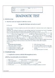 English Worksheet: Diagnostic Test/ Review