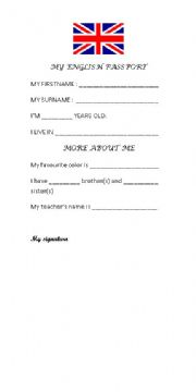 English Worksheet: My English Passport