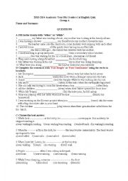 English Worksheet: A quiz about when and while