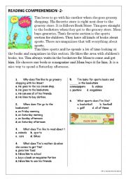 English Worksheet: Reading Comprehension for beginner and Elementary Students 2