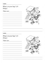 English Worksheet: What is in your bag?