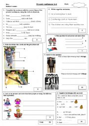 English Worksheet: present continuous clothes buying and selling dialogue test