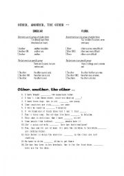 English Worksheet: Other, Another, The other