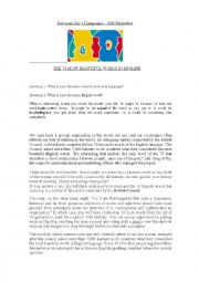 English Worksheet: European Day of Languages - The 70 most beautiful words in English