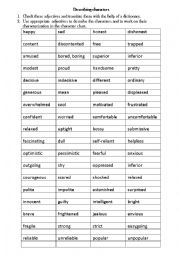 English Worksheet: Describing characters