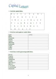English Worksheet: Alphabets, capital letters