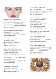 English Worksheet: Song: Wrecking Ball - Miley Cyrus