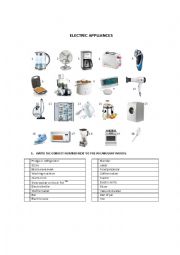 English Worksheet: ELECTRIC APPLIANCES (Vocabulary and exercises)