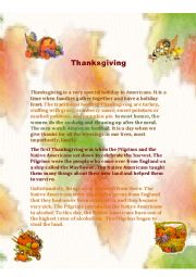 English Worksheet: Thanksgiving in the United States (2 pages)
