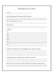 English Worksheet: Film Discussion and Analysis Worksheet