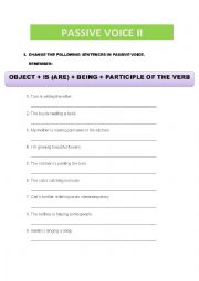 English Worksheet: Passive voice-present progressive