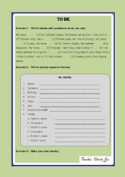 English Worksheet: My Identity