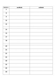 English Worksheet: numbers