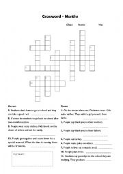 English Worksheet: Months Crossword