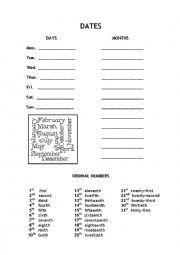 English Worksheet: Dates