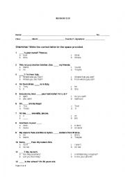 English Worksheet: revision test