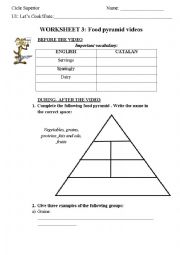 English Worksheet: Food pyramid videos