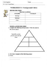 English Worksheet: Food pyramid videos