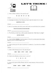 English Worksheet: lets think