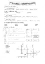 English Worksheet: Countries and Nationalities