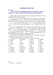 English Worksheet: A Heroine (Cloze Test)