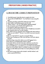 English Worksheet: Prepositions ( mixed practice)