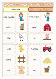 On the Farm Memory Game