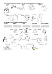 English Worksheet: Revision of vocabulary (clothes, different)