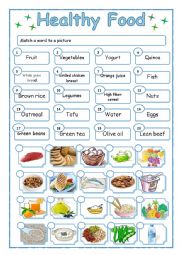 Healthy food worksheets