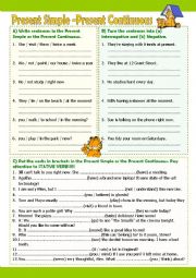 English Worksheet: PRESENT SIMPLE - PRESENT CONTINUOUS PRACTICE