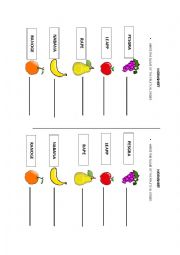 English Worksheet: Fruits for kids