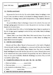 English Worksheet: remedial work