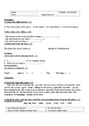 English Worksheet: english test 8th form n 1