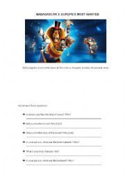 English Worksheet: Madasgar 3 - Worksheet