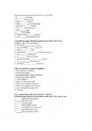 English Worksheet: verb to be