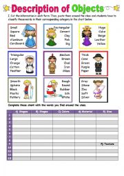 English Worksheet: Description of Objects (With answers) 