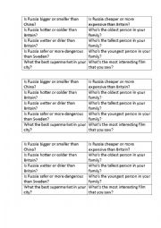 English Worksheet: Questions for comparison