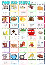 English Worksheet: Food , drinks and groceries:multiple choice activity