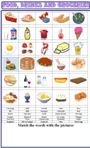 English Worksheet: Food , drinks and groceries:matching exercise