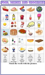 English Worksheet: Food , drinks and groceries:matching exercise