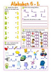 English Worksheet: Alphabet Revision- Letters G - L