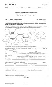 English Worksheet: Speaking mindmap on a trip in Macau