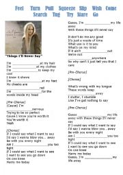 English Worksheet: Avril Lavine - things ill never say