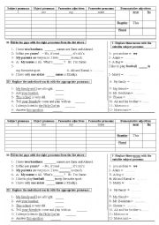 English Worksheet: Almost all types of pronouns + possessives (+ 3 exercises)